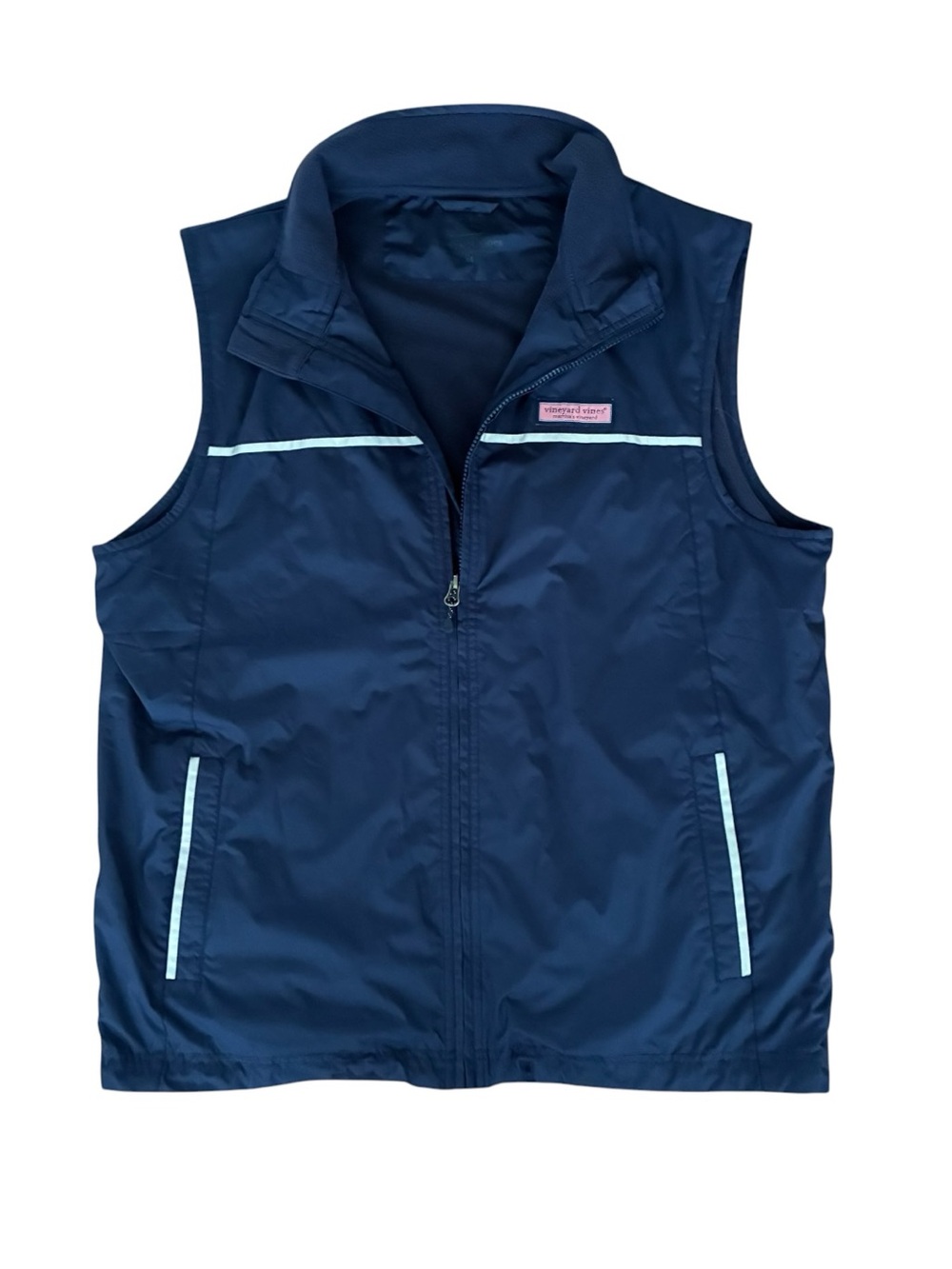 Vineyard Vines Mens Medium Navy Fleece Lined Full Zip Vest Golf Fishing Outdoor